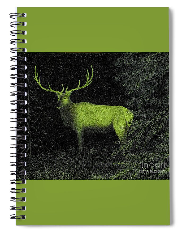 Elk Spiral Notebook featuring the painting Elk 2 by Doug Miller