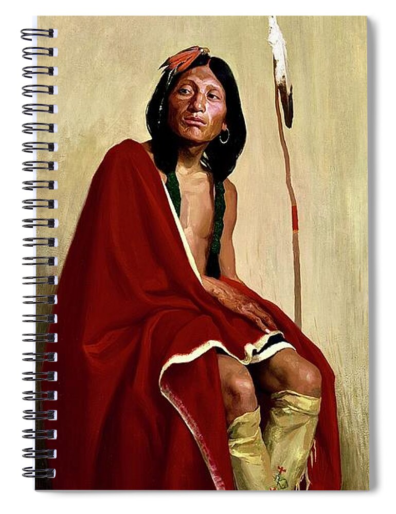Native American Painting Spiral Notebook featuring the painting Elk-Foot of the Taos Tribe Painting by The James Roney Collection