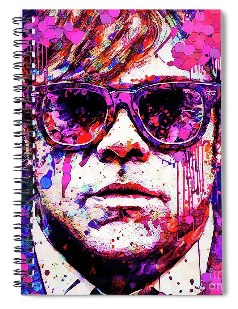 Elton John Spiral Notebook featuring the painting Elton John by Tina LeCour