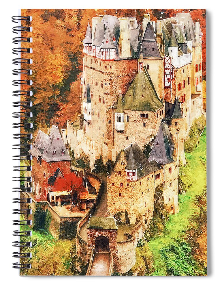 Eltz Spiral Notebook featuring the painting Eltz Castle - 01 by AM FineArtPrints