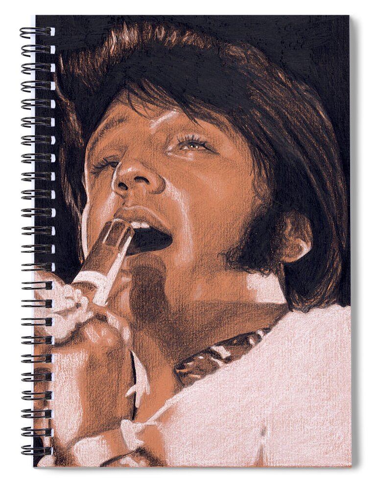 Elvis Spiral Notebook featuring the drawing Elvis in Charcoal no. 243 by Rob De Vries