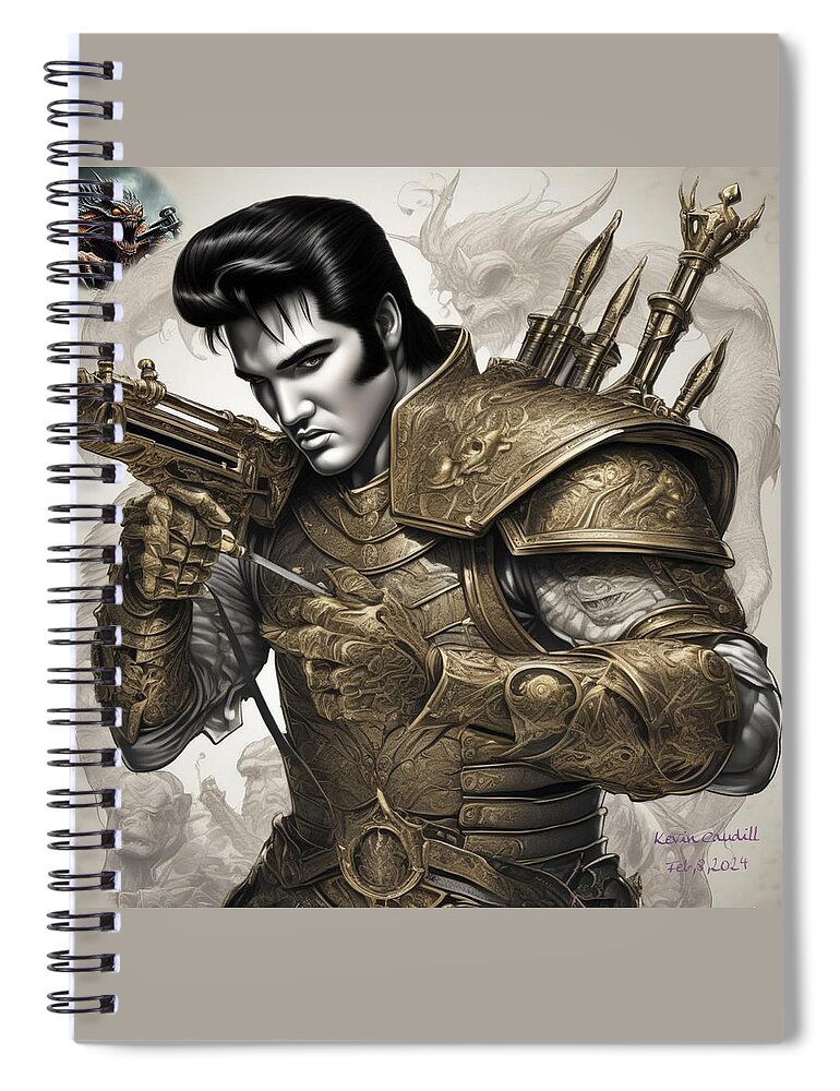Elvis Presley Spiral Notebook featuring the digital art Elvis on the prowl by Kevin Caudill