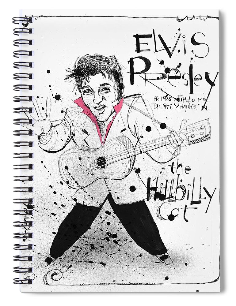  Spiral Notebook featuring the drawing Elvis Presley by Phil Mckenney