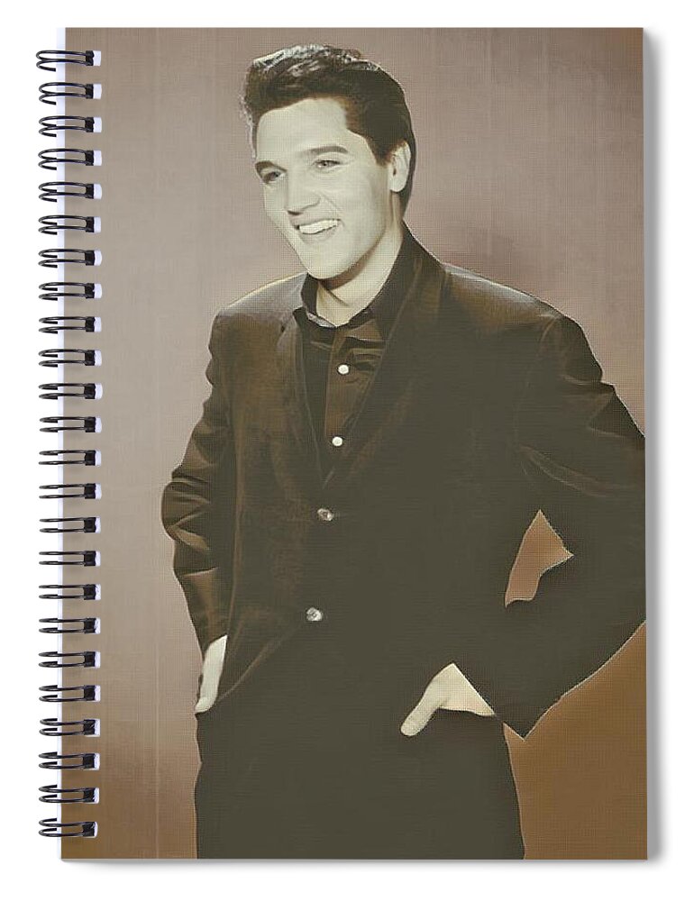 Elvis Presley Spiral Notebook featuring the mixed media Elvis Presley by Teresa Trotter