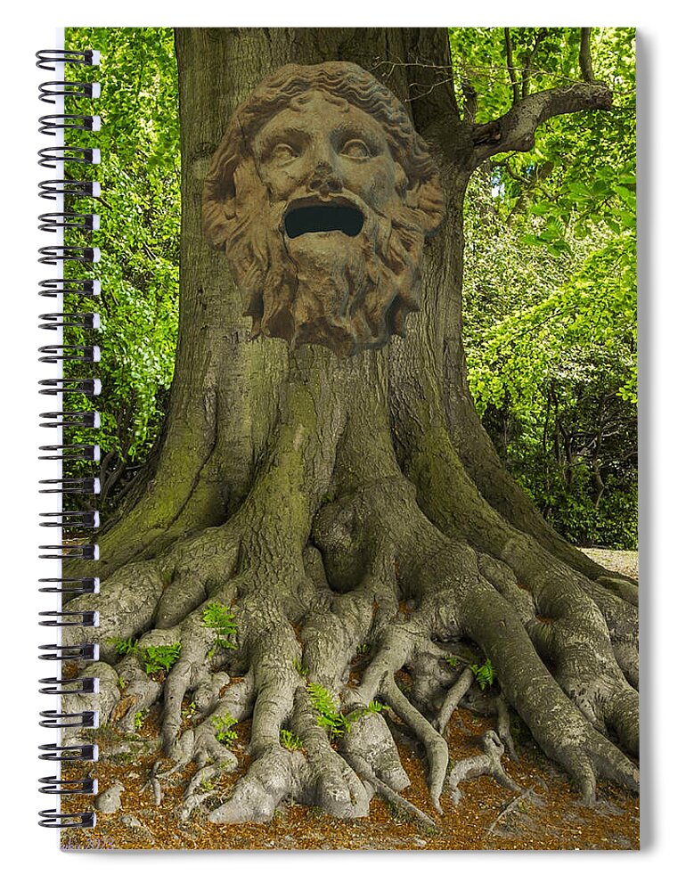Digital Spiral Notebook featuring the digital art EMA Tree Face by Cindy's Creative Corner