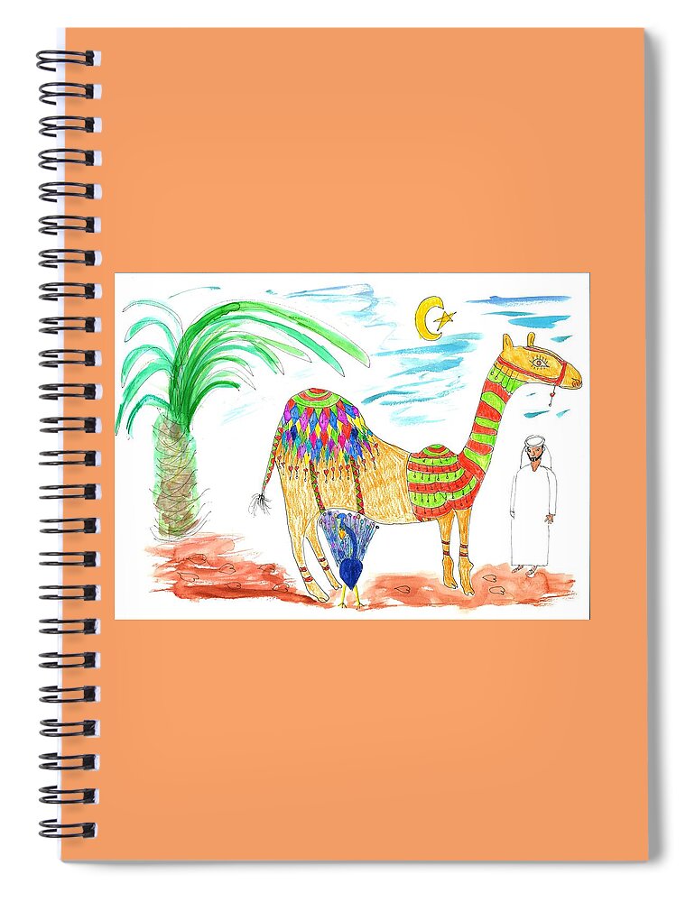 Parade Spiral Notebook featuring the painting Emaar and Peacock by Helen Holden-Gladsky