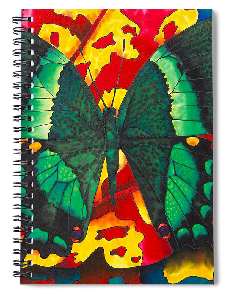 Croton Leaves Spiral Notebook featuring the painting Emerald Butterfly by Daniel Jean-Baptiste