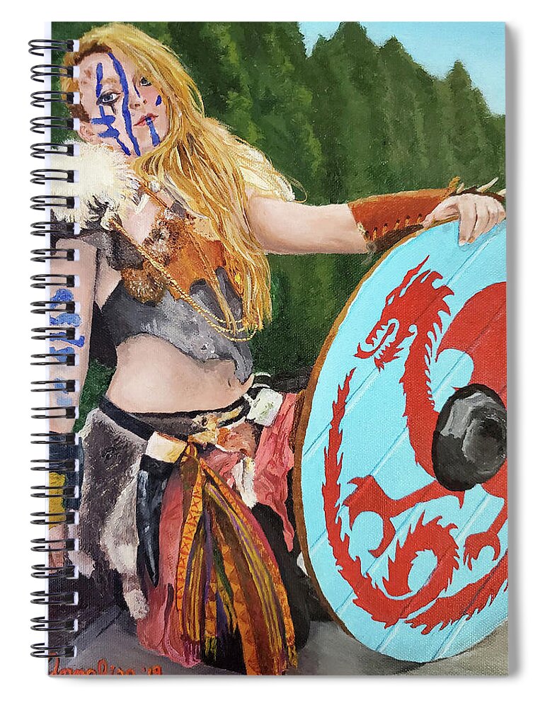 Cosplay Spiral Notebook featuring the painting Embercraft Strong by Annalisa Rivera-Franz