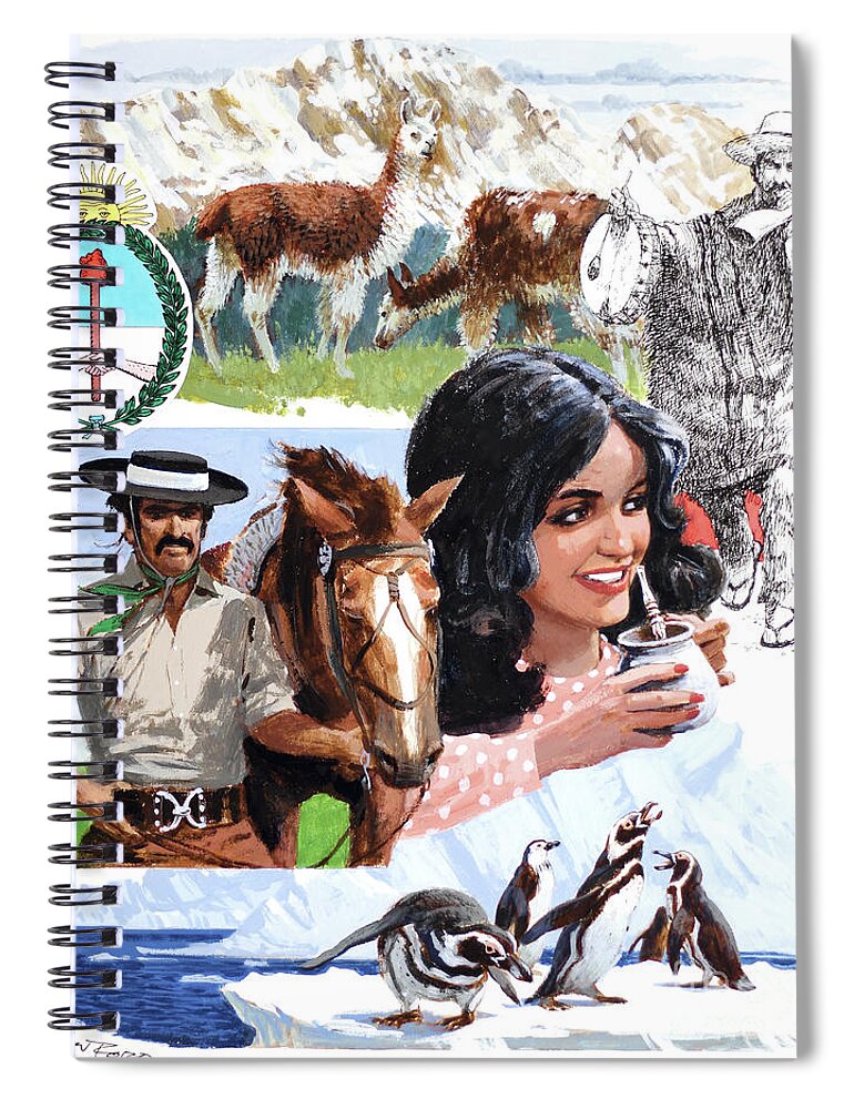 Mel Crawford Spiral Notebook featuring the painting Emblems Of Argentina by Mel Crawford