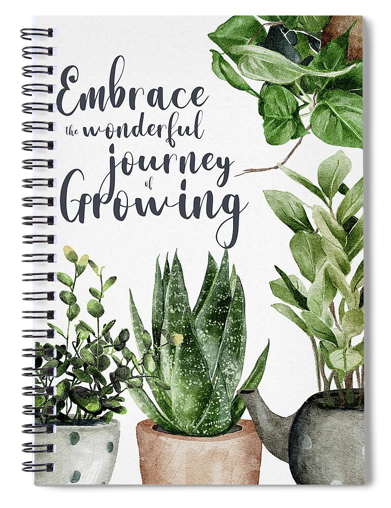 Plant Mom Spiral Notebook featuring the digital art Embrace The Wonderful Journey of Growing by Sambel Pedes