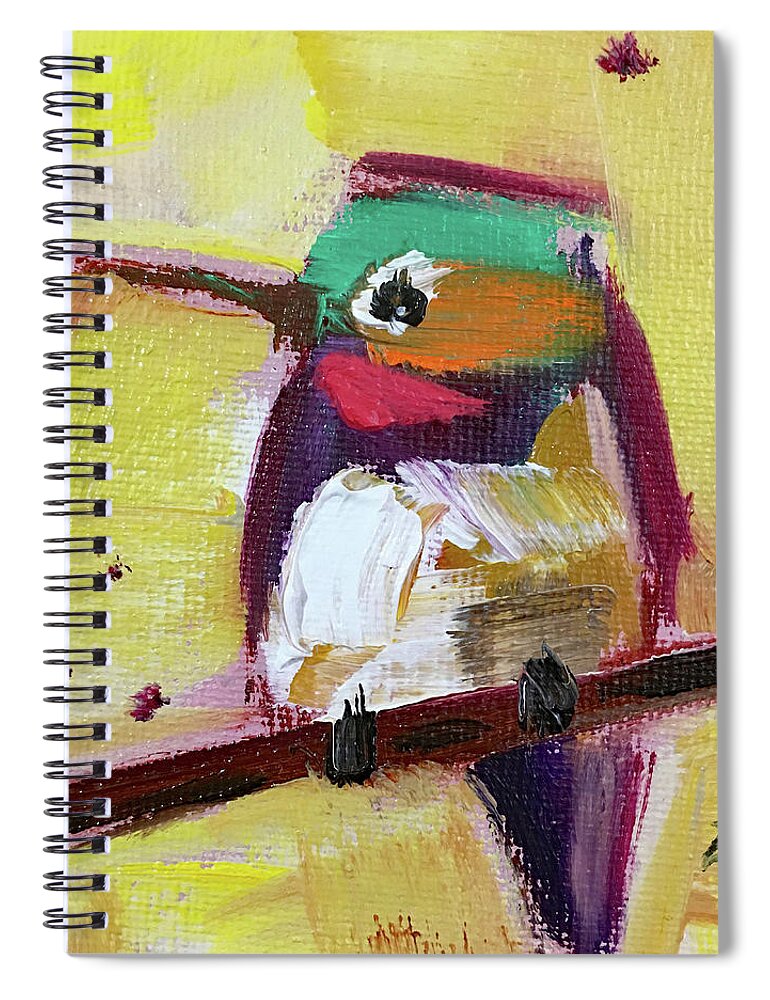 Hummingbird Spiral Notebook featuring the painting Emerald Crested Hummingbird by Roxy Rich