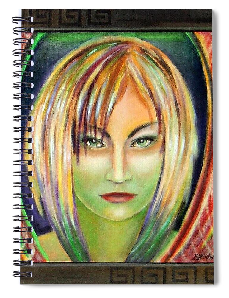 Woman Spiral Notebook featuring the painting Emerald Girl by Sylvia Kula