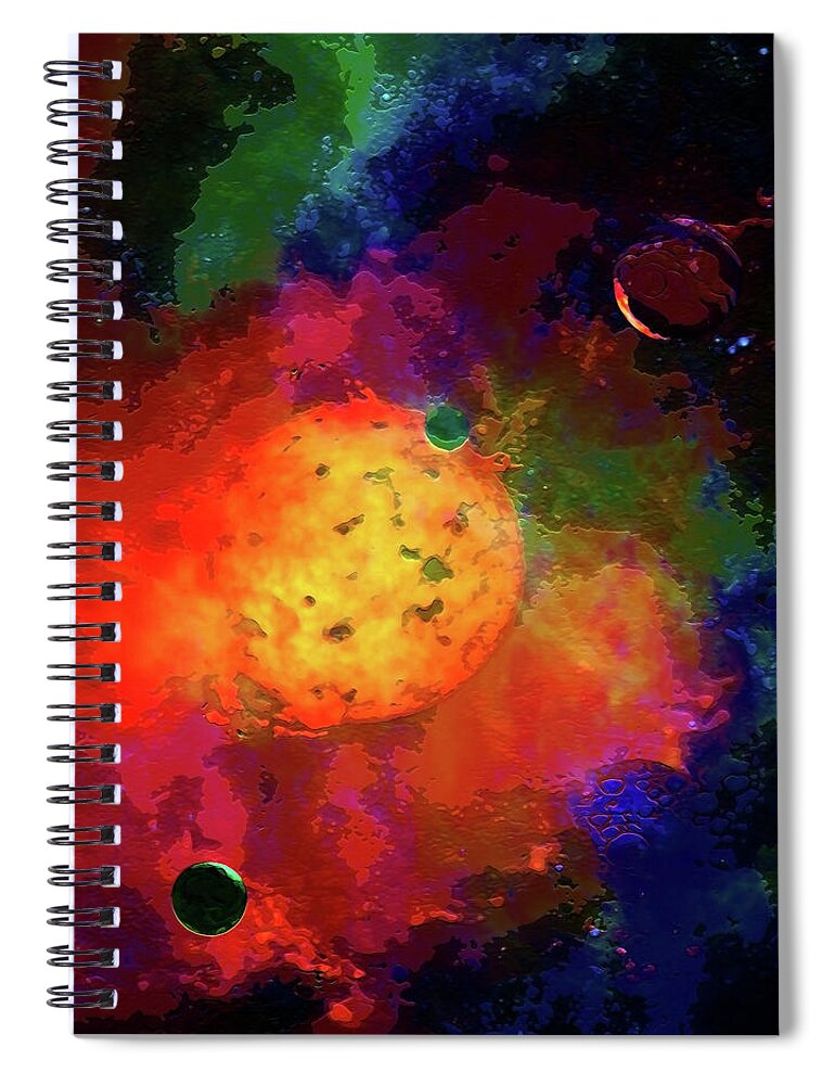 Mixed Media Spiral Notebook featuring the digital art Emerging Planets by Don White Artdreamer