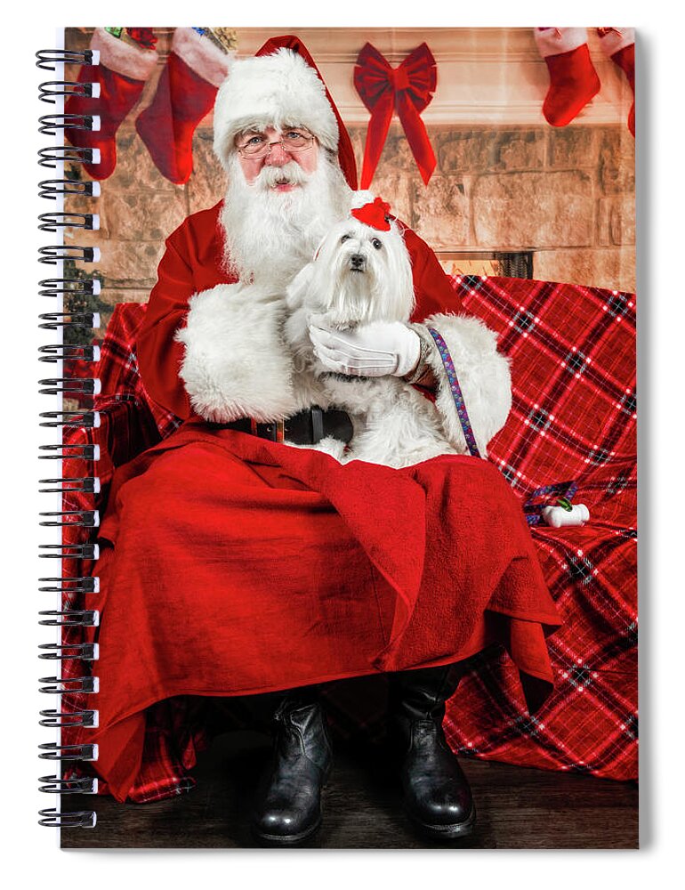 Emmy Spiral Notebook featuring the photograph Emmy with Santa 1 by Christopher Holmes