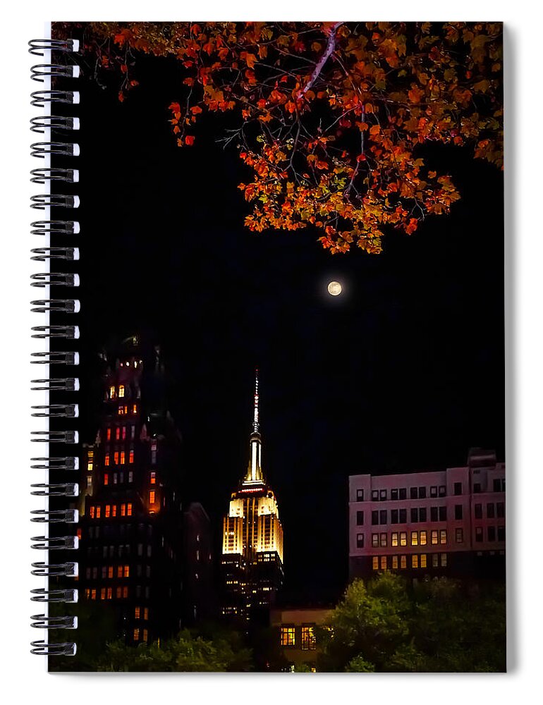 Empire State Building Spiral Notebook featuring the photograph Empire State Building - from Bryant Park in Autumn by Christine Ley