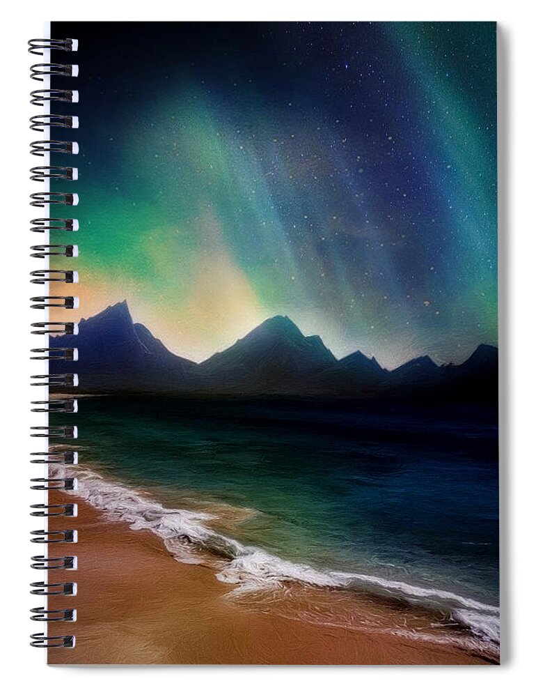 Aurora Spiral Notebook featuring the digital art Enchanted by the Lights # 2 by Don DePaola