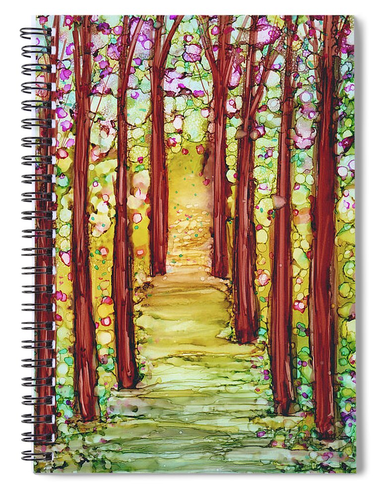 Abstract Spiral Notebook featuring the painting Enchanted Forest I by Kimberly Deene Langlois