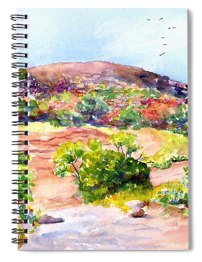 Texas Spiral Notebook featuring the painting Enchanted Rock Mountain Texas by Carlin Blahnik CarlinArtWatercolor
