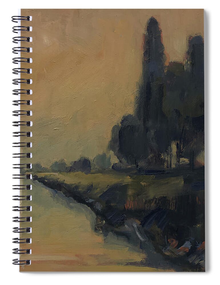 Groningen Spiral Notebook featuring the painting End of a day in Autumn by Nop Briex