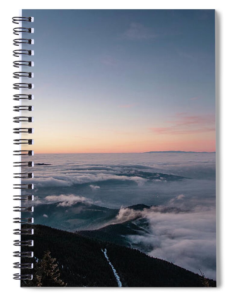 Courage Spiral Notebook featuring the photograph End of day, beginning of night by Vaclav Sonnek