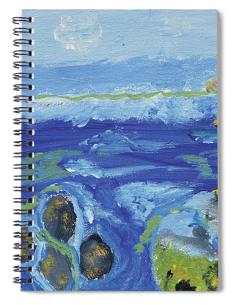 Modern Abstract Spiral Notebook featuring the painting End of the Road by David Feder