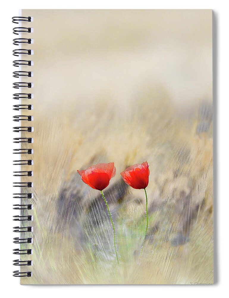 Red Poppies Spiral Notebook featuring the painting Endless Summer Red Poppies Art by Sharon Cummings