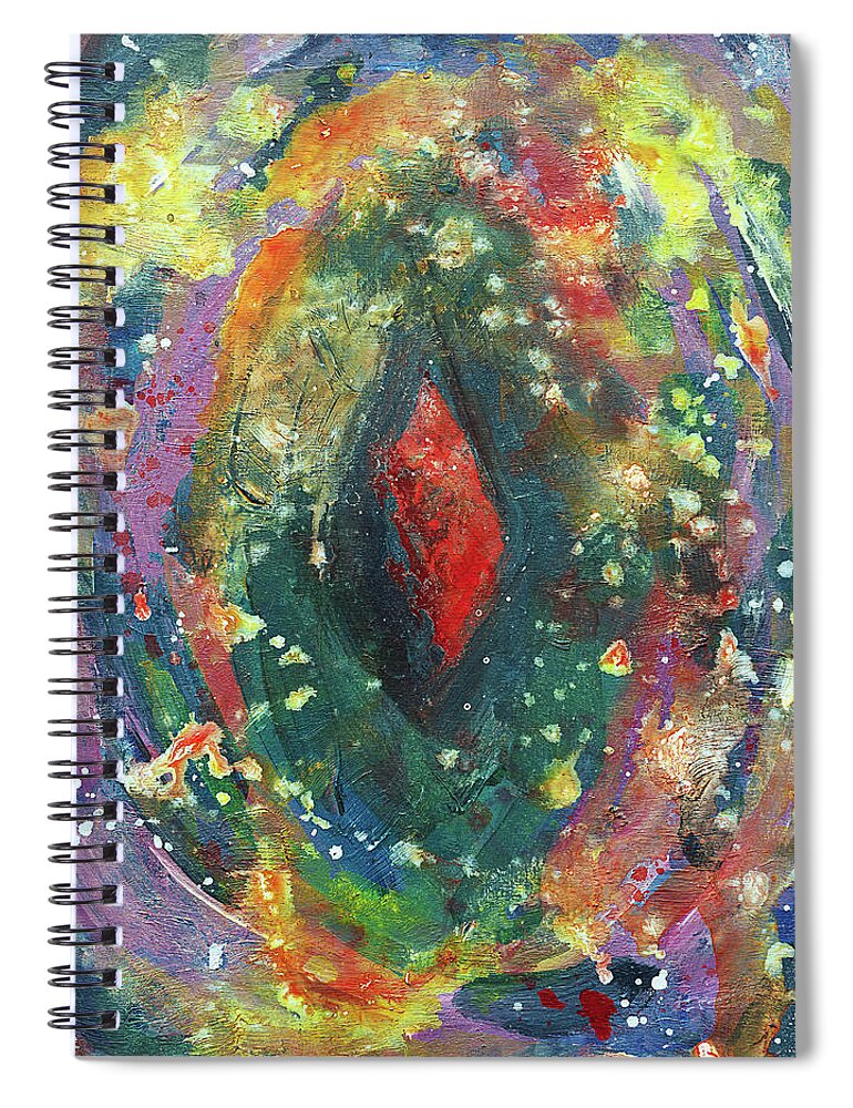 Abstract Spiral Notebook featuring the painting Energy of Red by Maria Meester