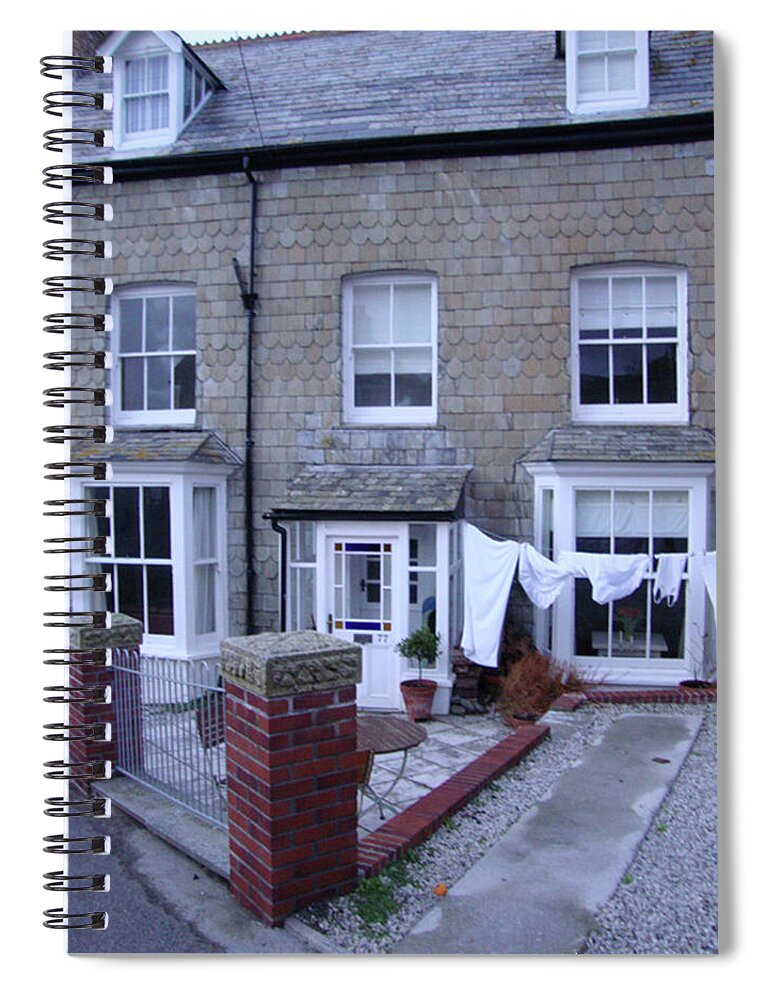 Clothesline Spiral Notebook featuring the photograph English Laundry Port Isaac by Roxy Rich