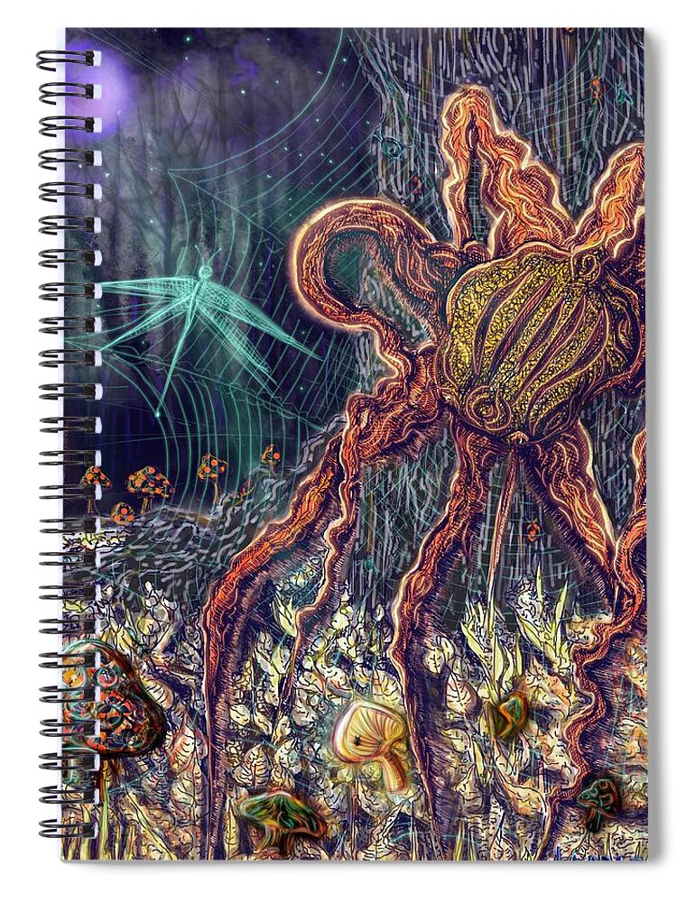 Spider Spiral Notebook featuring the digital art Entanglements by Angela Weddle