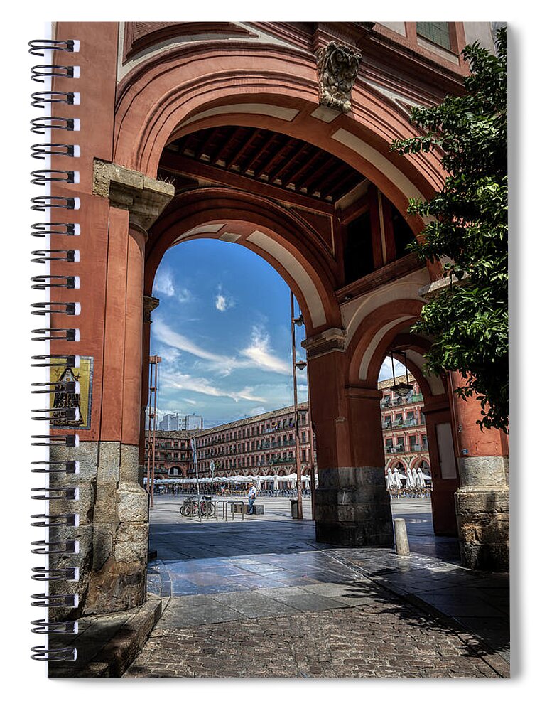 Arch Spiral Notebook featuring the photograph Entrance to Plaza de la Corredera by Micah Offman