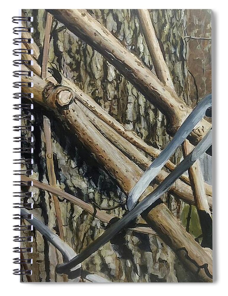 Fence Spiral Notebook featuring the painting Entwined by William Brody