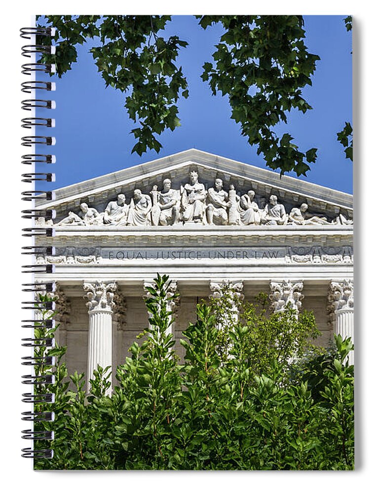 Columns Spiral Notebook featuring the photograph Equal Justice Under Law - The Supreme Court Building by Elvira Peretsman