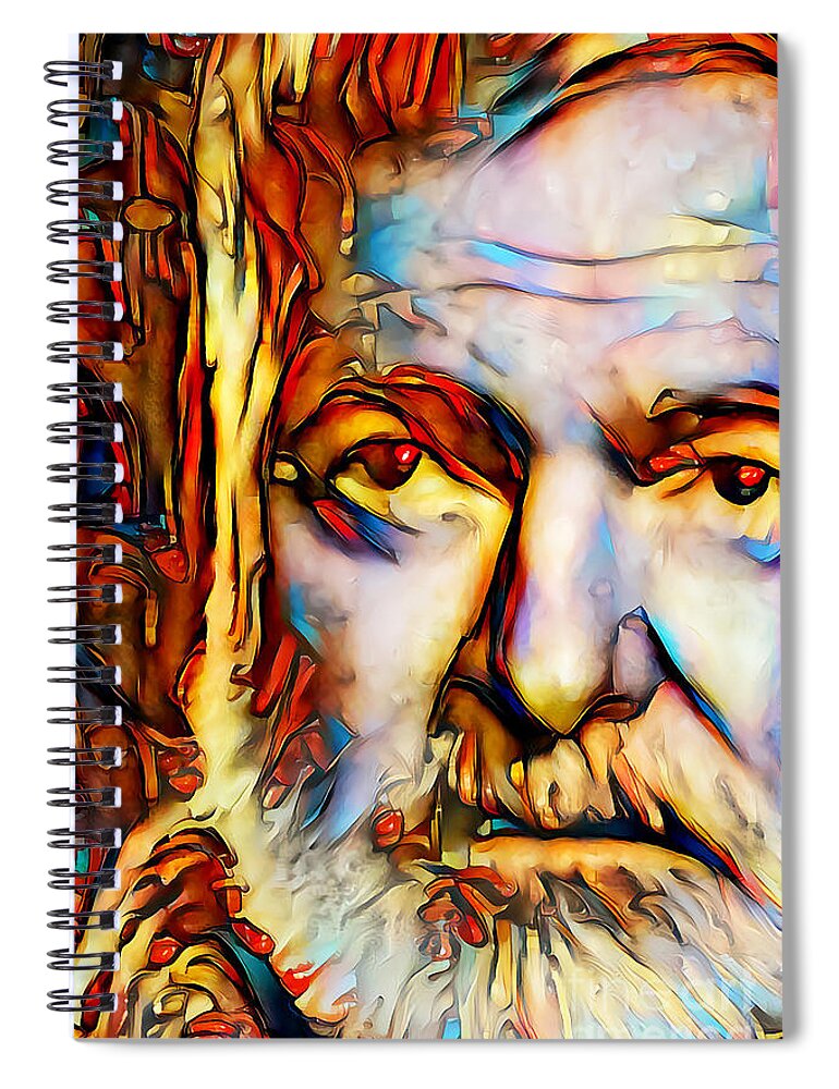 Wingsdomain Spiral Notebook featuring the photograph Ernest Hemingway In Vibrant Contemporary Primitivism Colors 20200711 by Wingsdomain Art and Photography