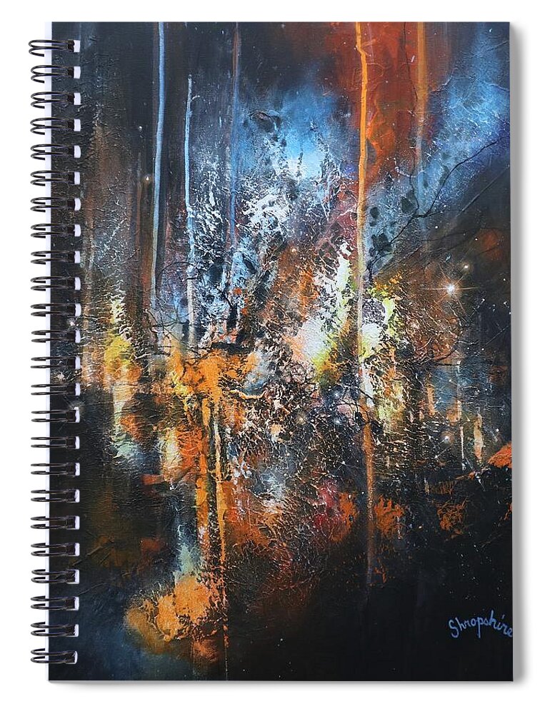 Abstract Spiral Notebook featuring the painting Eruption by Tom Shropshire