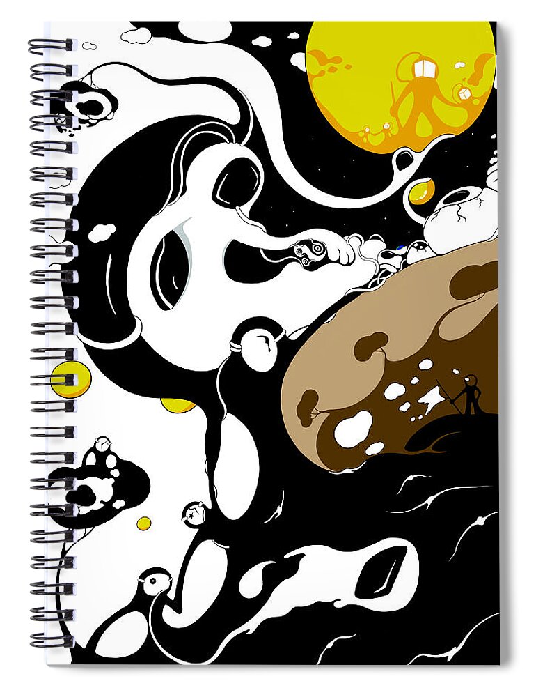 Space Spiral Notebook featuring the digital art Escaping Annihilation by Craig Tilley