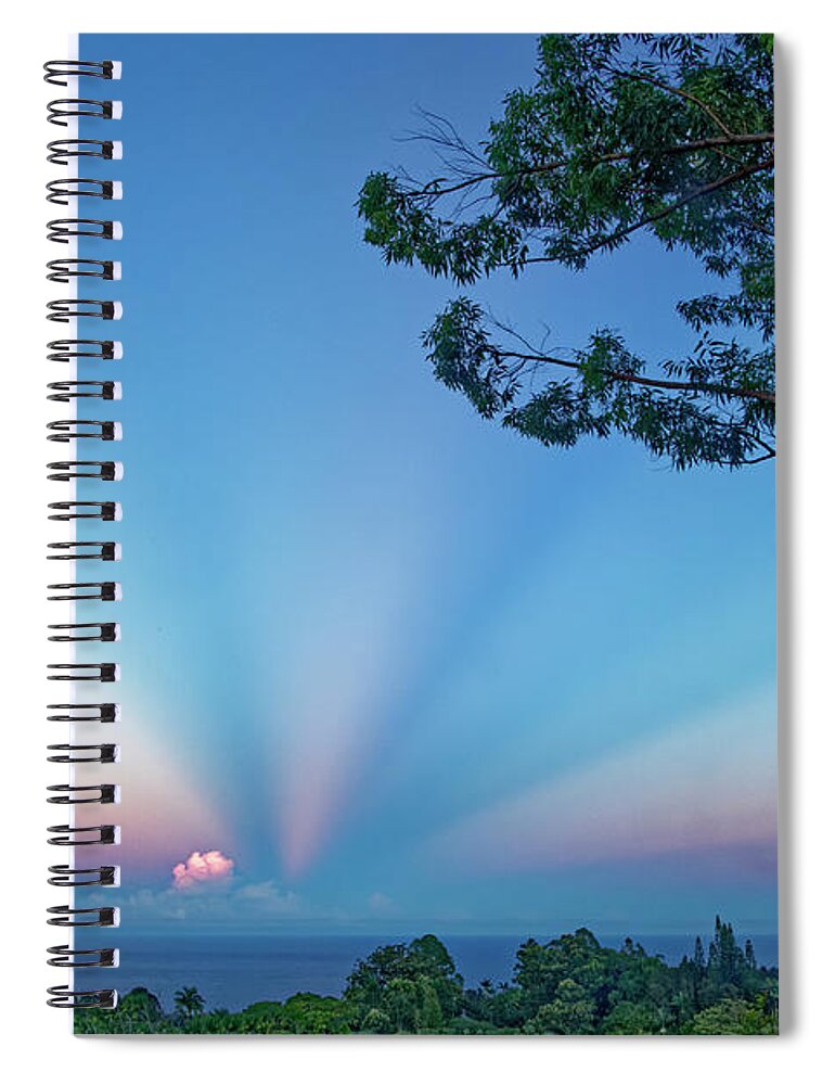 Sun Rays Spiral Notebook featuring the photograph Ethereal Sun Ray Sunrise by Heidi Fickinger