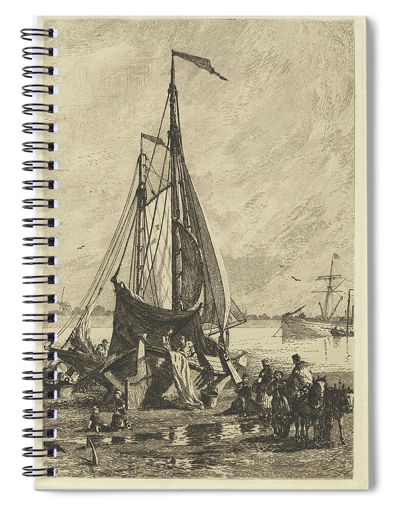 Dutch Spiral Notebook featuring the painting Etsning hollandska by MotionAge Designs