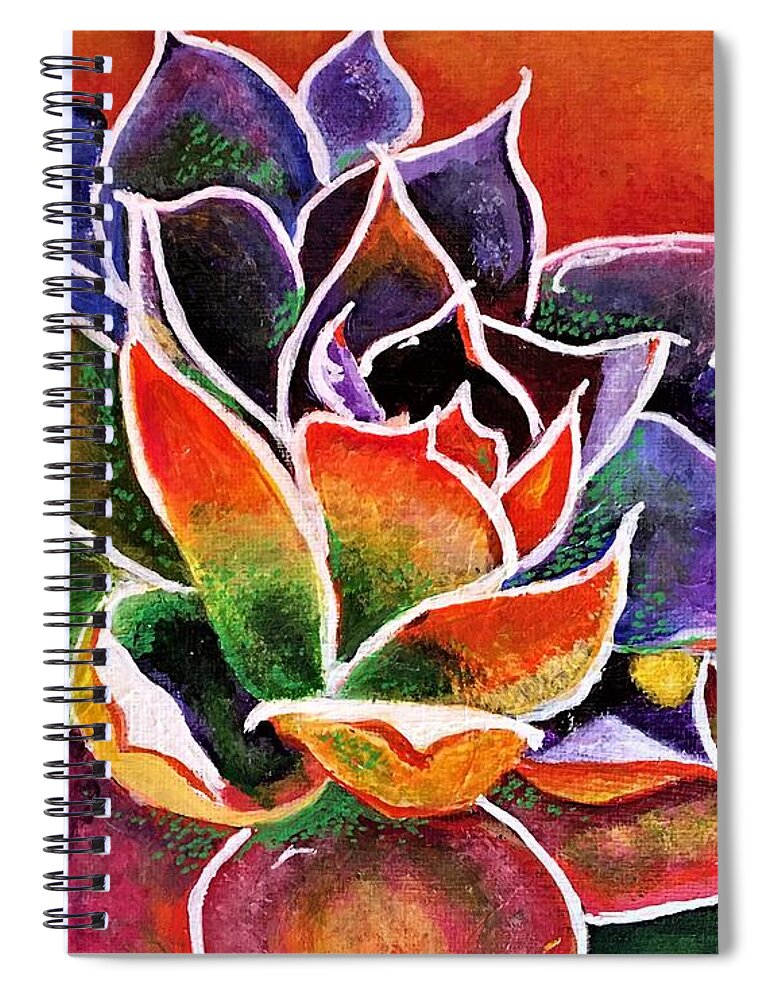 Agave Spiral Notebook featuring the painting Euphoric Agave by Julie Wittwer