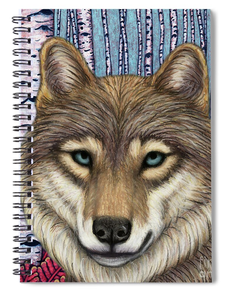 Wolf Spiral Notebook featuring the painting Eurasian Forest Wolf by Amy E Fraser
