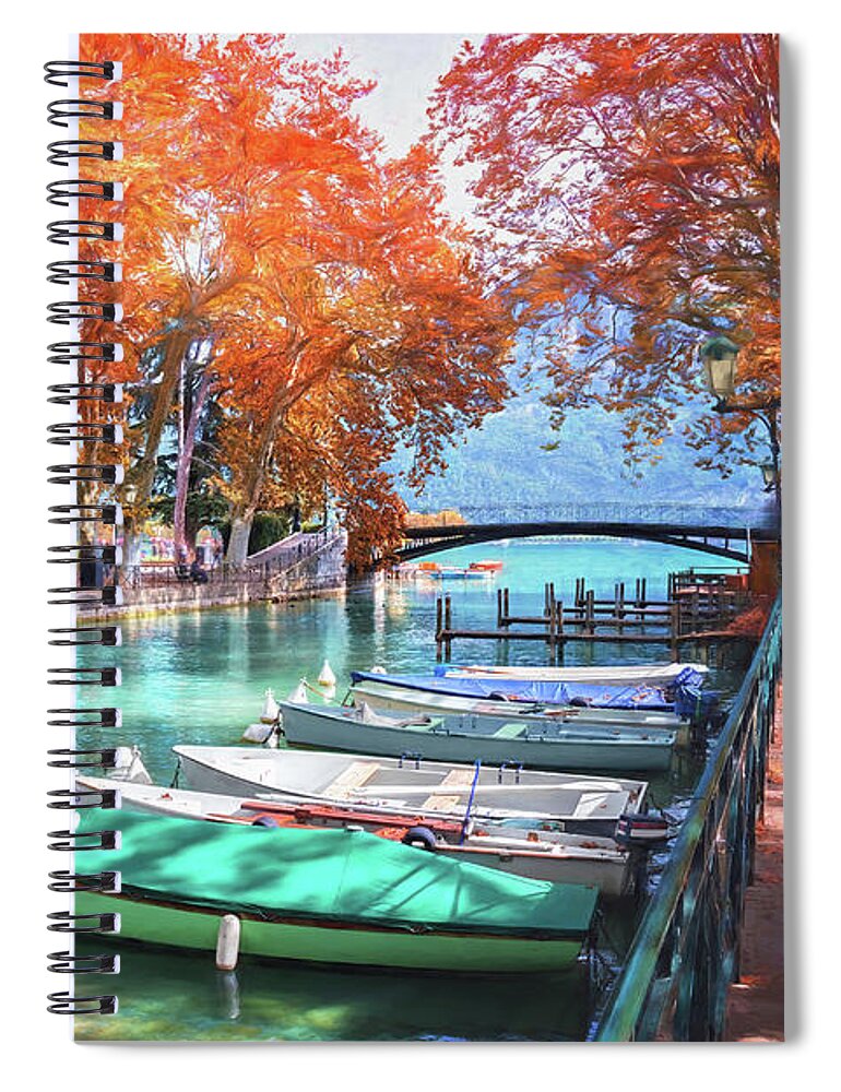 Annecy Spiral Notebook featuring the photograph European Canal Scenes Annecy France by Carol Japp