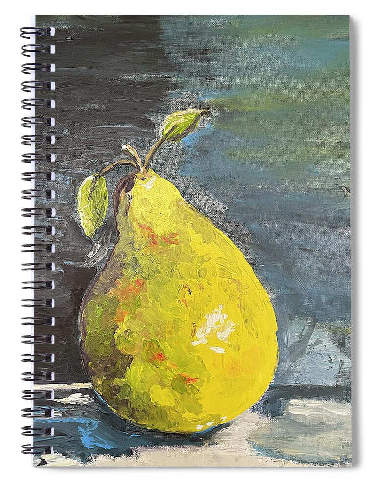 Pear Spiral Notebook featuring the mixed media French Pear by Linda Bailey