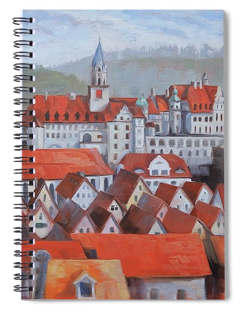 Sigmaringen Spiral Notebook featuring the painting European Rooftops by K M Pawelec