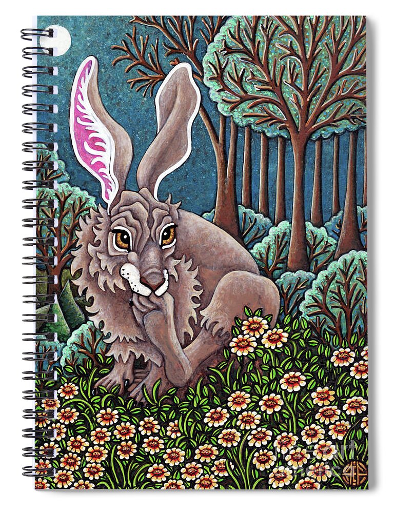 Hare Spiral Notebook featuring the painting Evening Ablution by Amy E Fraser