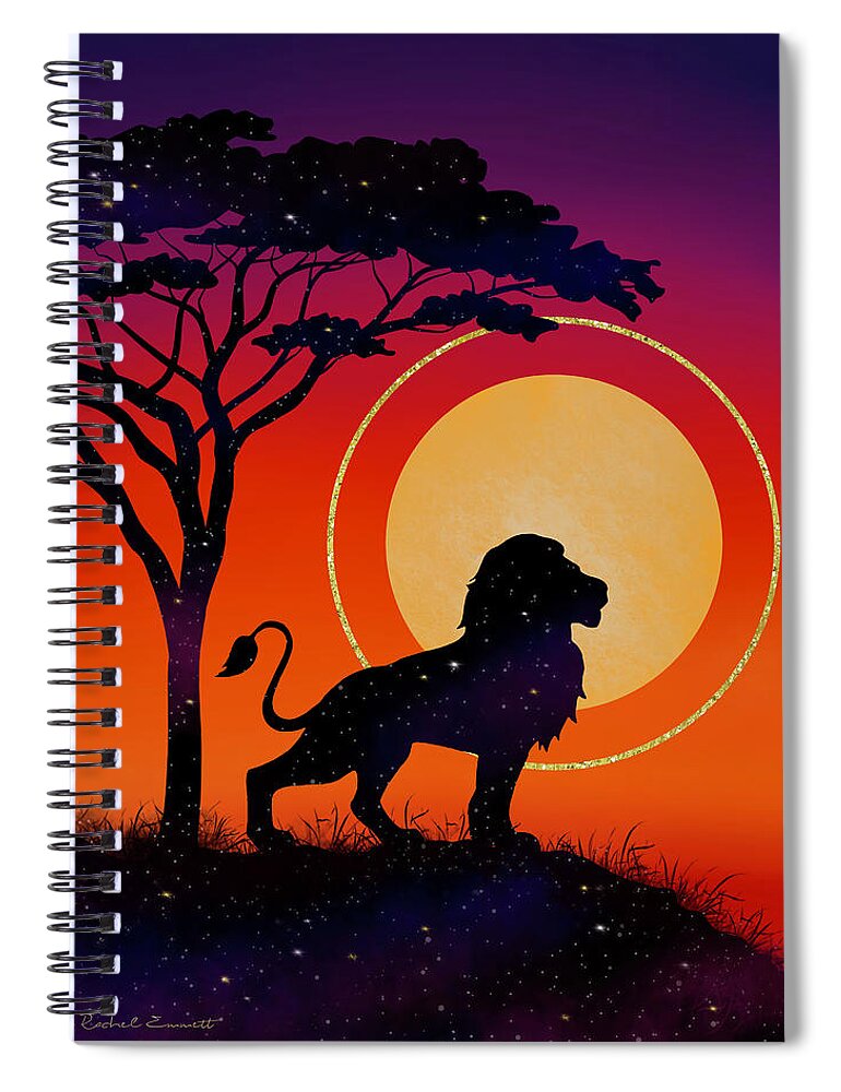 Lion Spiral Notebook featuring the digital art Evening at the Masai Mara by Rachel Emmett