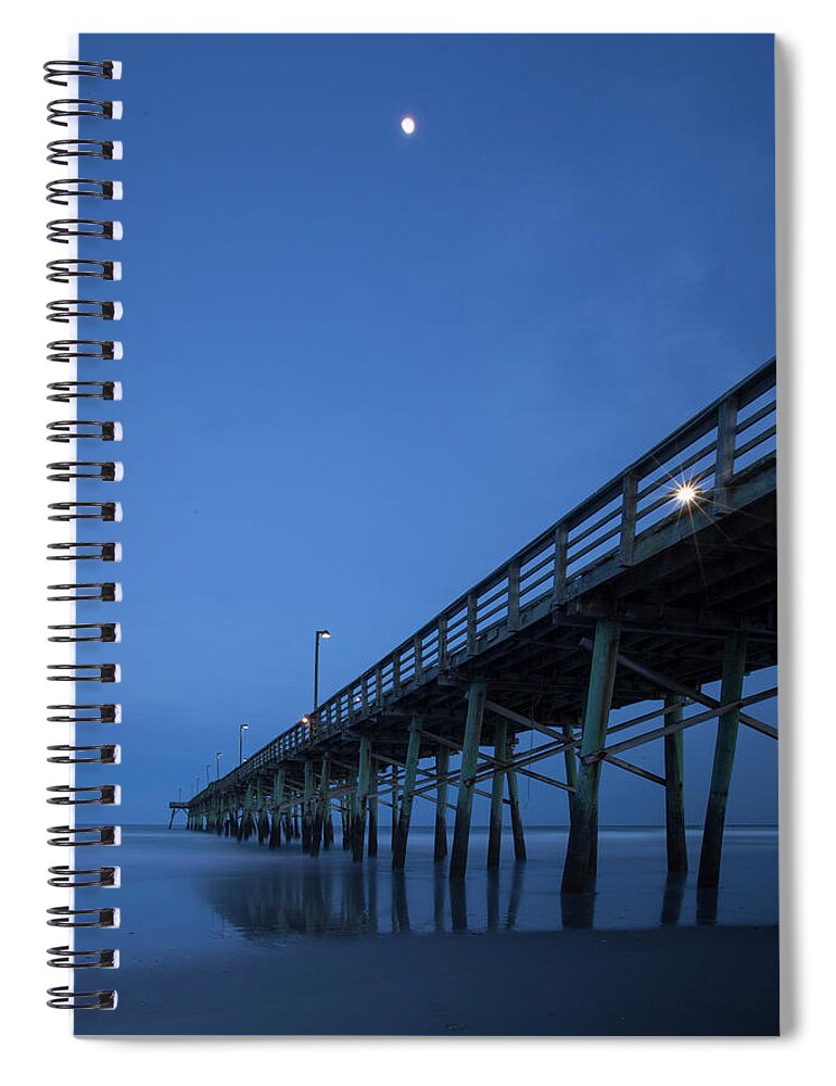 Carolina Coast Spiral Notebook featuring the photograph Evening at the Pier - Topsail Island by Mike McGlothlen