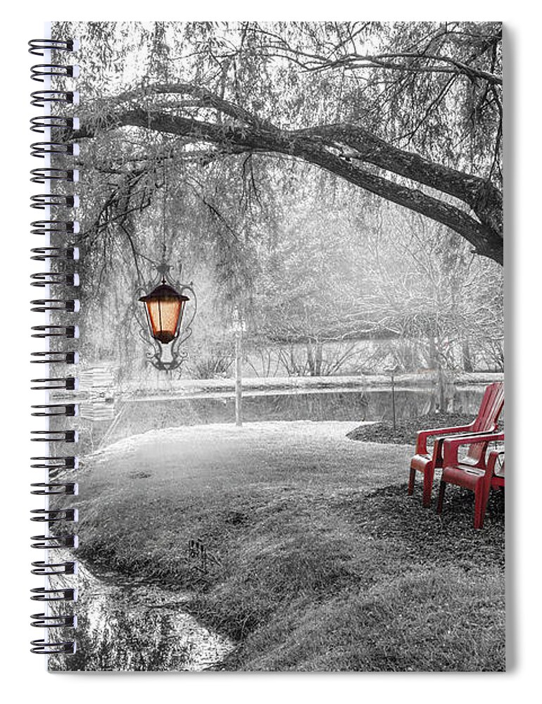 Barns Spiral Notebook featuring the photograph Evening Glow Black and White by Debra and Dave Vanderlaan