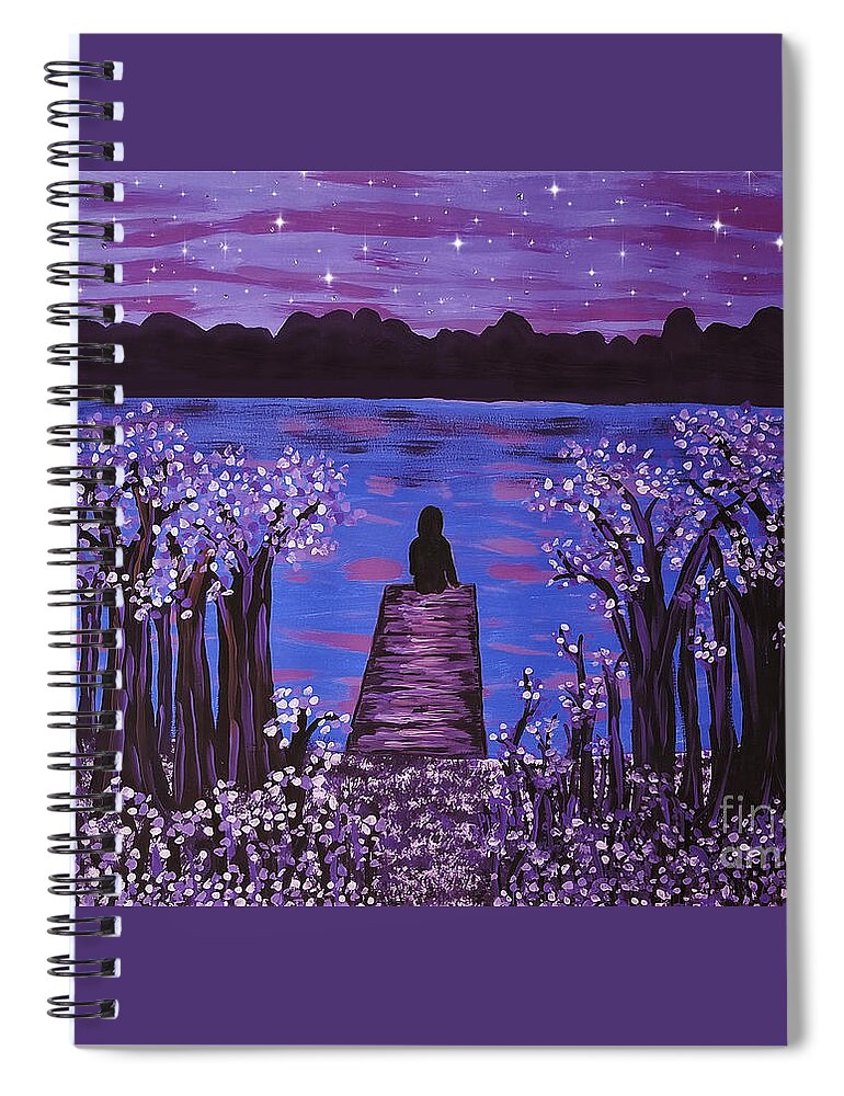 Painting Spiral Notebook featuring the painting Evening Meditation by Diamante Lavendar