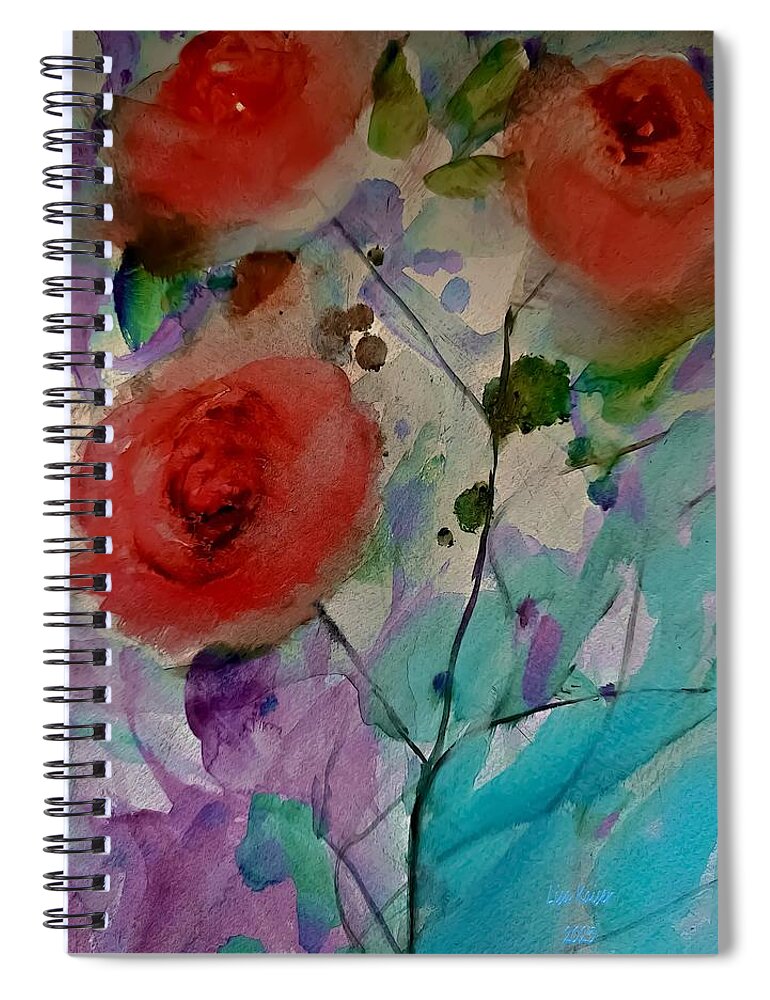 Evening Spiral Notebook featuring the painting Evening Rose Bloom by Lisa Kaiser