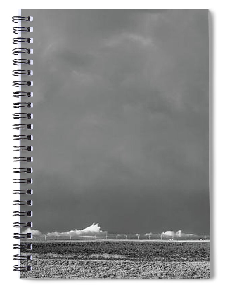 Black And White Photography Spiral Notebook featuring the photograph Evening Storm and Rainbow-Floyd County, Texas by Richard Porter