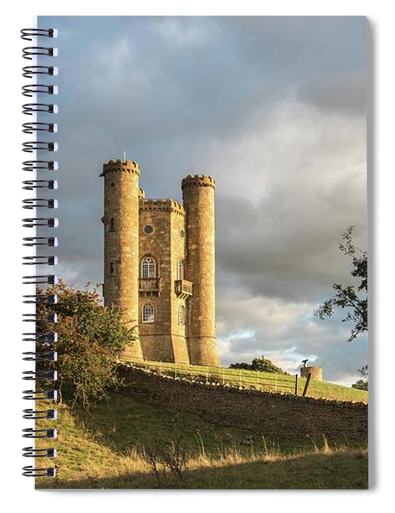 Broadway Spiral Notebook featuring the photograph Evening Sunlight On Broadway Tower, Cotswolds, England, UK by Sarah Howard